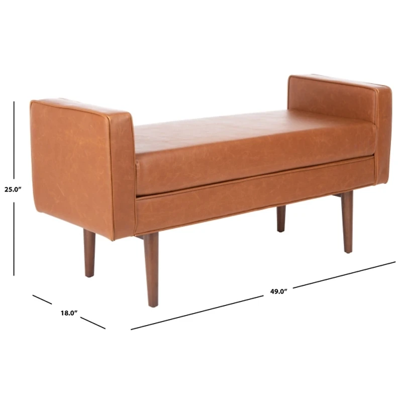 Light Brown Faux Leather Henrie Bench