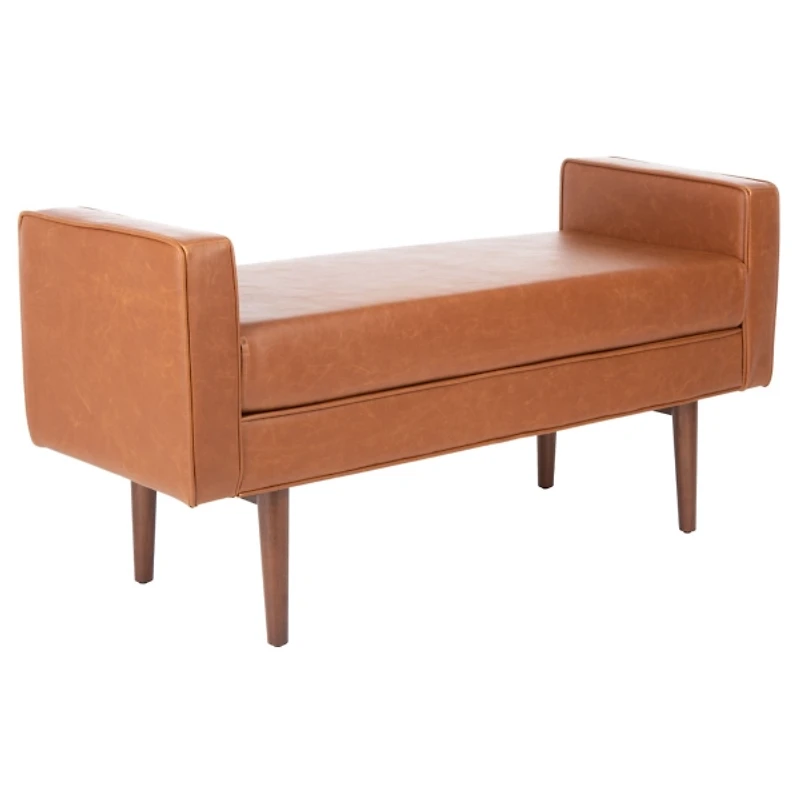 Light Brown Faux Leather Henrie Bench
