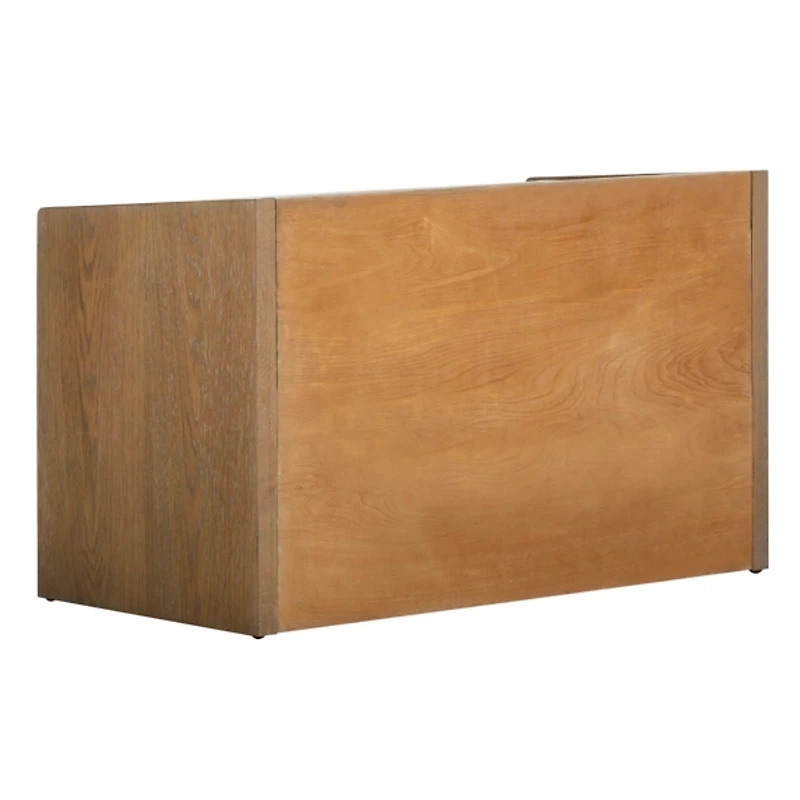 Rustic Oak Wood Irma Open Shelf Bench