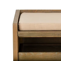 Rustic Oak Wood Irma Open Shelf Bench