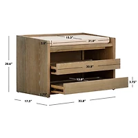 Rustic Oak Wood Irma Open Shelf Bench