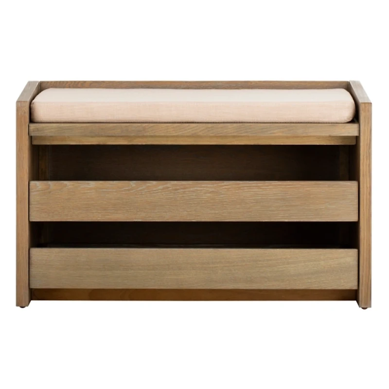 Rustic Oak Wood Irma Open Shelf Bench