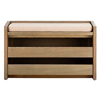 Rustic Oak Wood Irma Open Shelf Bench