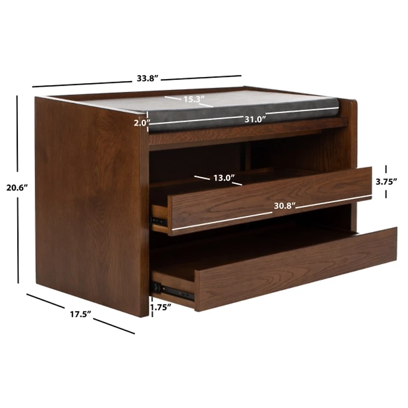 Walnut Wood Irma Open Shelf Bench