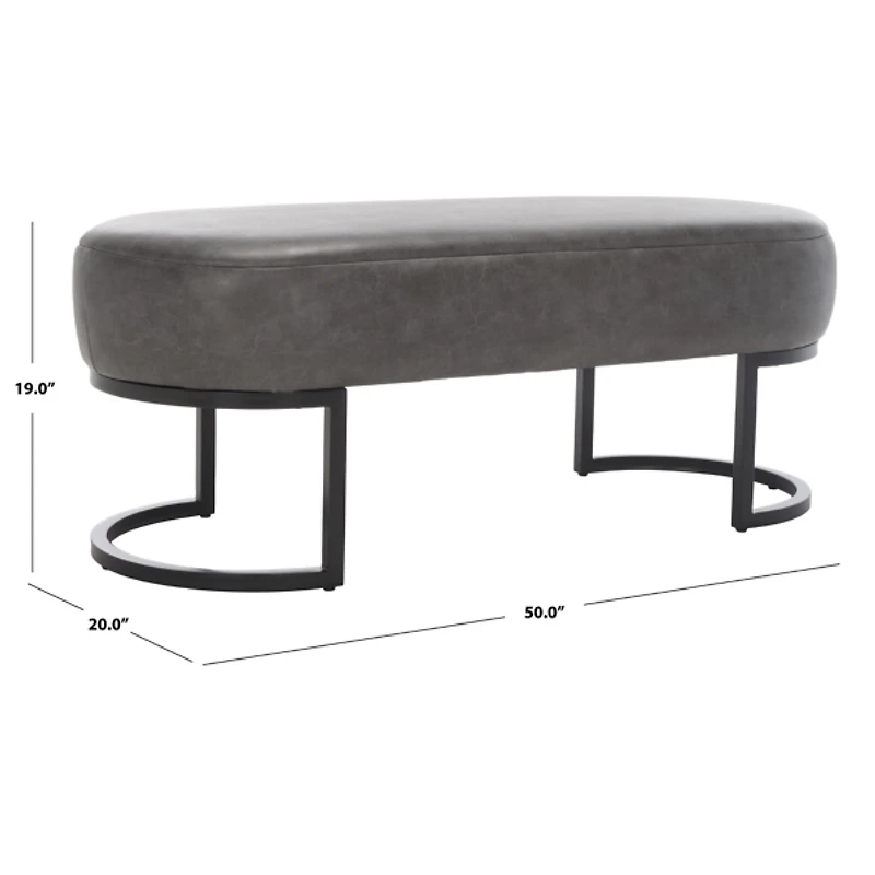Cognac Faux Leather Leota Bench