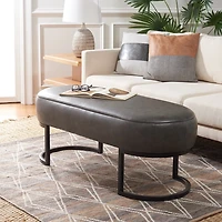 Cognac Faux Leather Leota Bench