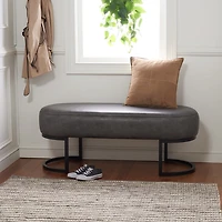 Cognac Faux Leather Leota Bench
