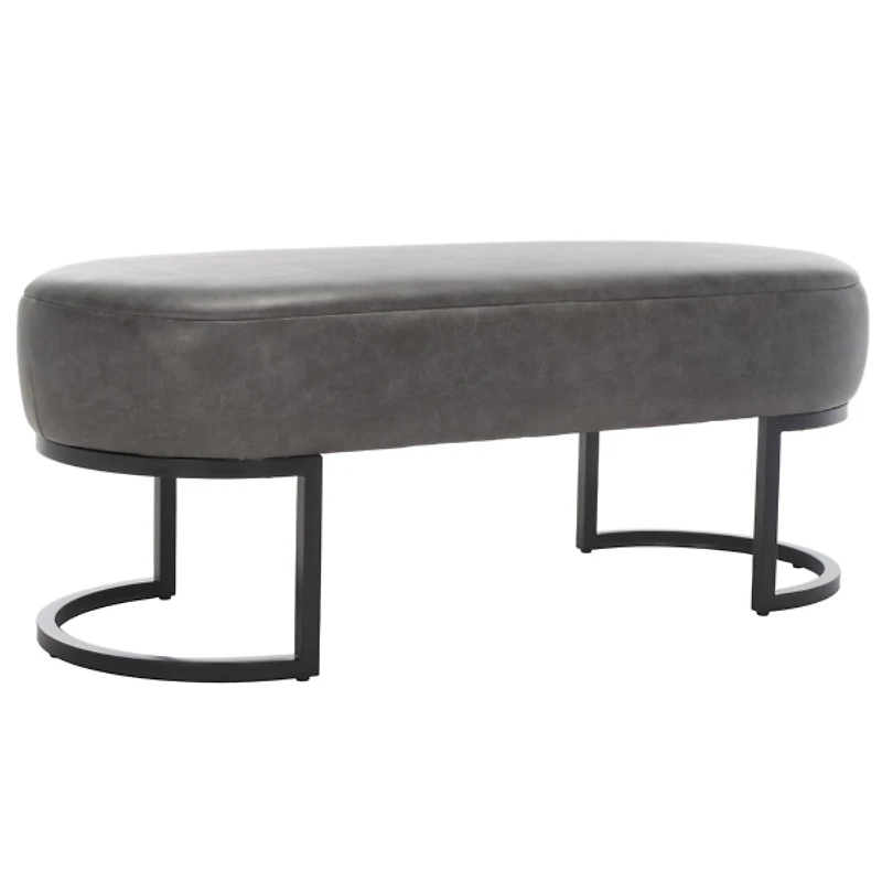 Cognac Faux Leather Leota Bench