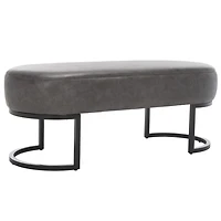 Cognac Faux Leather Leota Bench