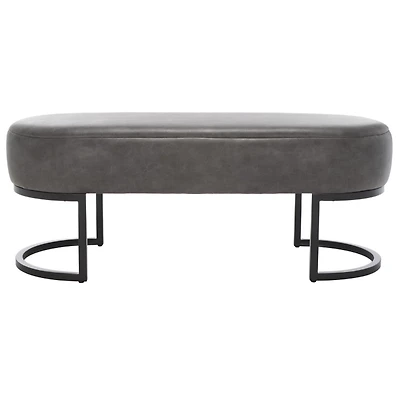 Cognac Faux Leather Leota Bench