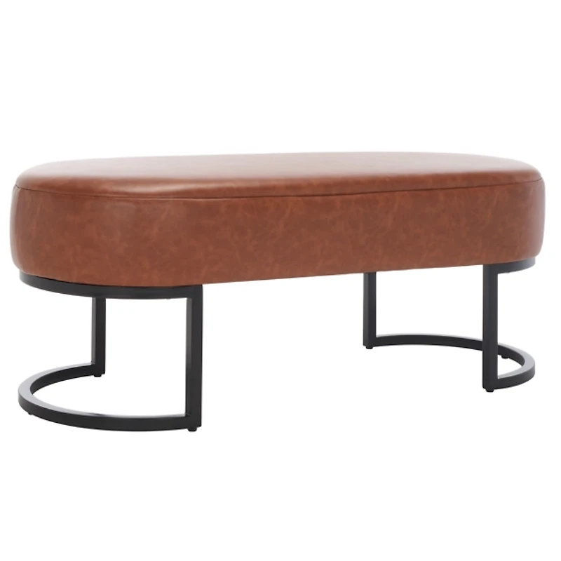 Gray Faux Leather Leota Bench