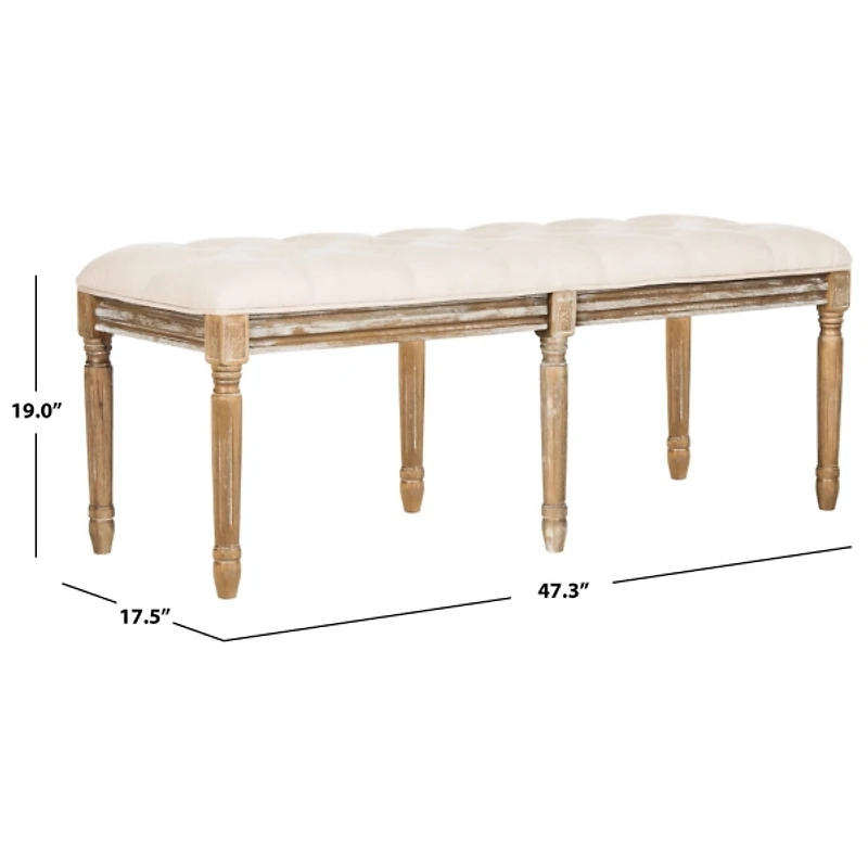 Beige Tufted Linen Lucita Bench