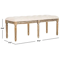 Beige Tufted Linen Lucita Bench