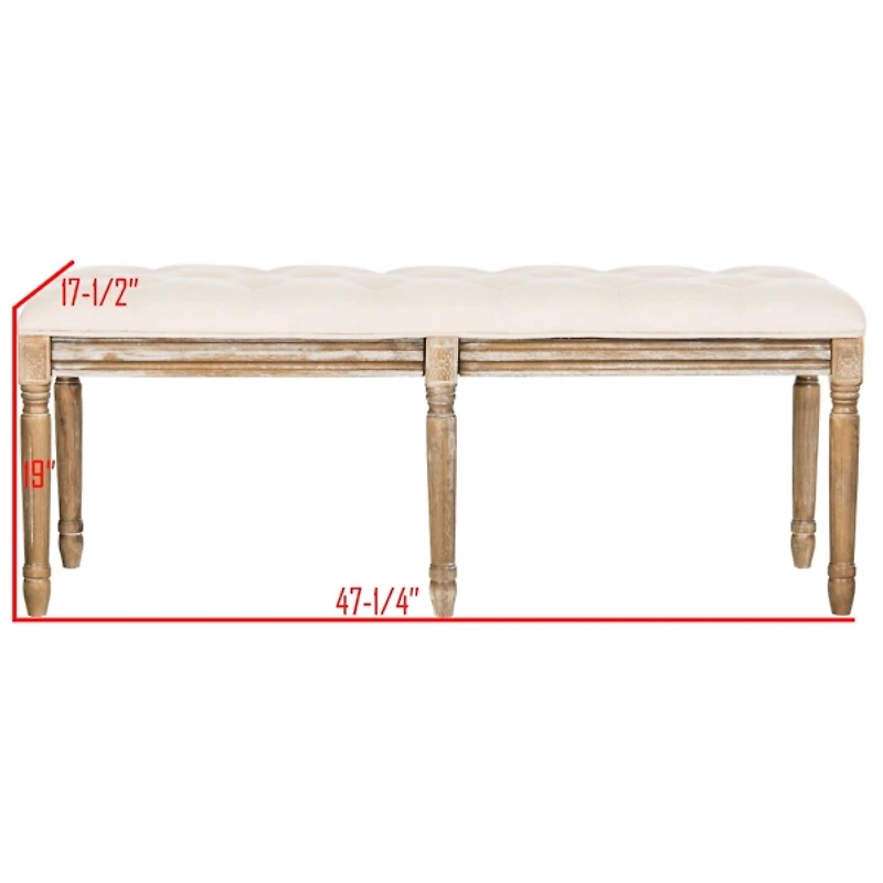 Beige Tufted Linen Lucita Bench