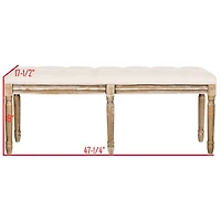 Beige Tufted Linen Lucita Bench