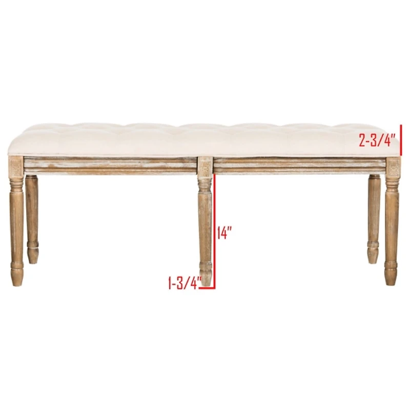 Beige Tufted Linen Lucita Bench