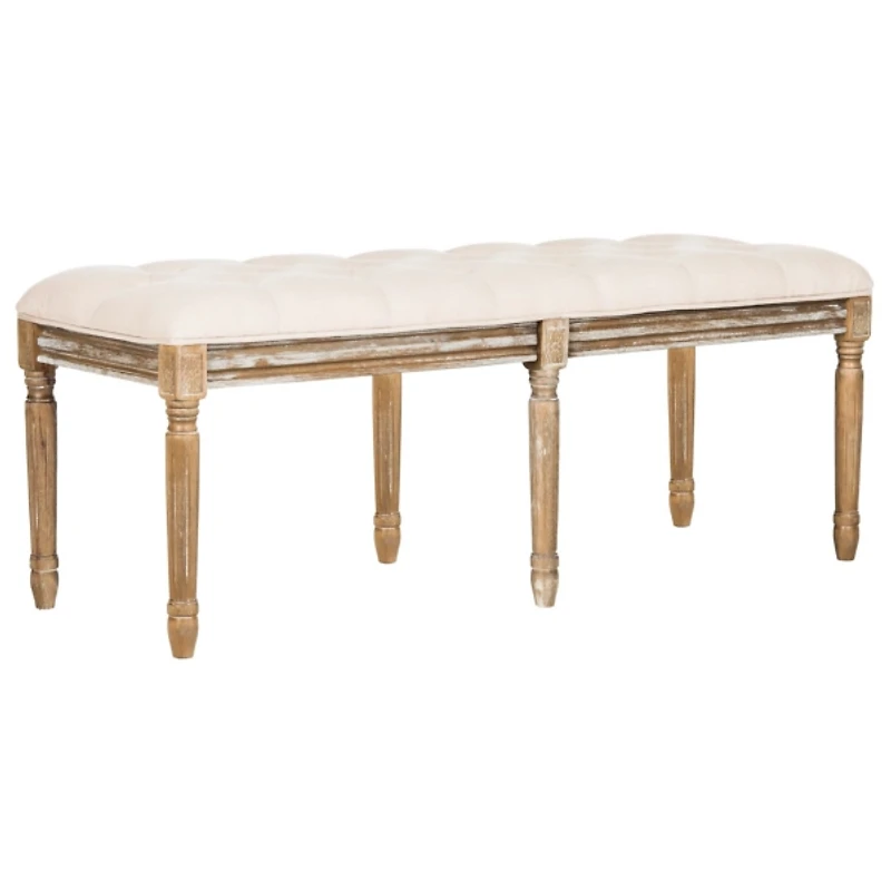 Beige Tufted Linen Lucita Bench