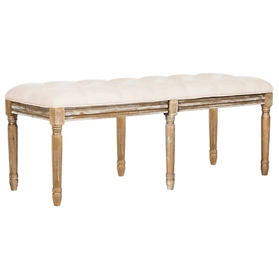 Beige Tufted Linen Lucita Bench