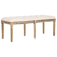 Beige Tufted Linen Lucita Bench