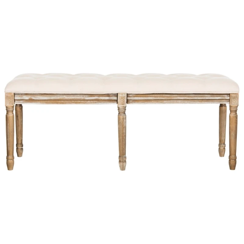 Beige Tufted Linen Lucita Bench