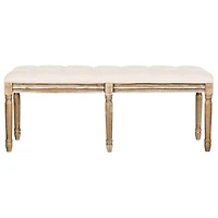 Beige Tufted Linen Lucita Bench