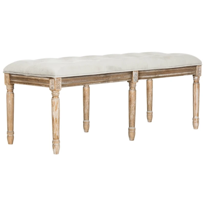 Gray Tufted Velvet Lucita Bench