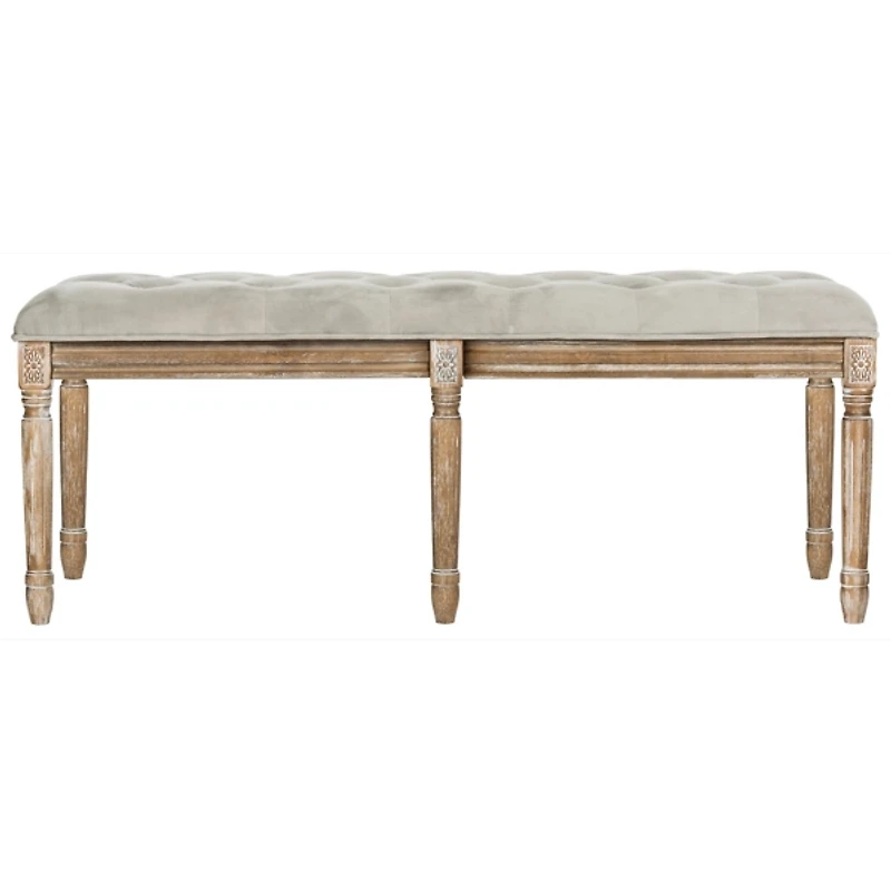Gray Tufted Velvet Lucita Bench