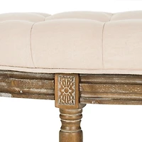 Beige Tufted Linen Abi Semicircle Bench