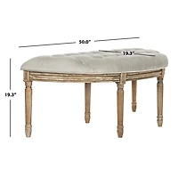 Gray Tufted Velvet Abi Semicircle Bench