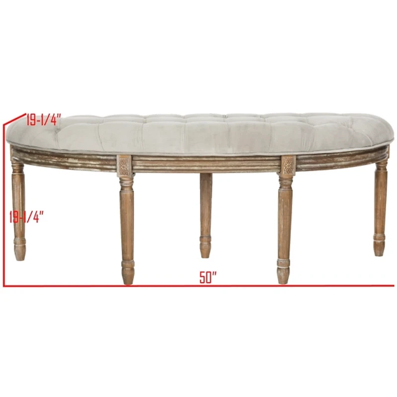 Gray Tufted Velvet Abi Semicircle Bench