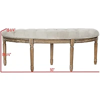 Gray Tufted Velvet Abi Semicircle Bench