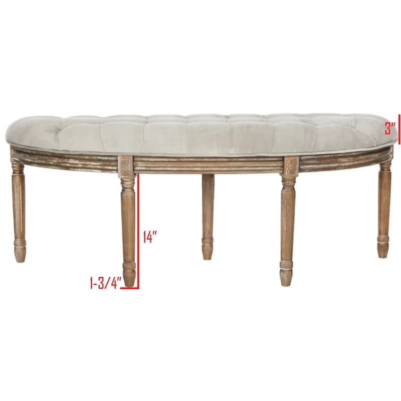 Gray Tufted Velvet Abi Semicircle Bench