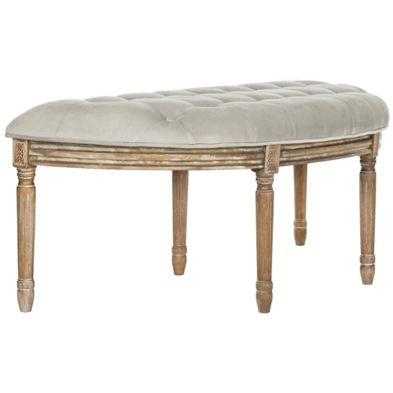 Gray Tufted Velvet Abi Semicircle Bench