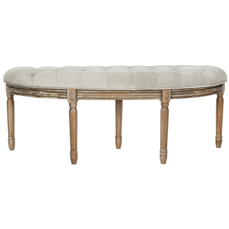 Gray Tufted Velvet Abi Semicircle Bench