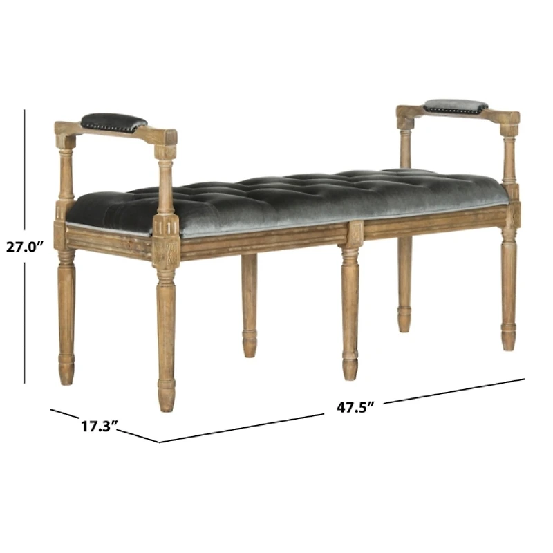 Gray Tufted Velvet Annette Bench
