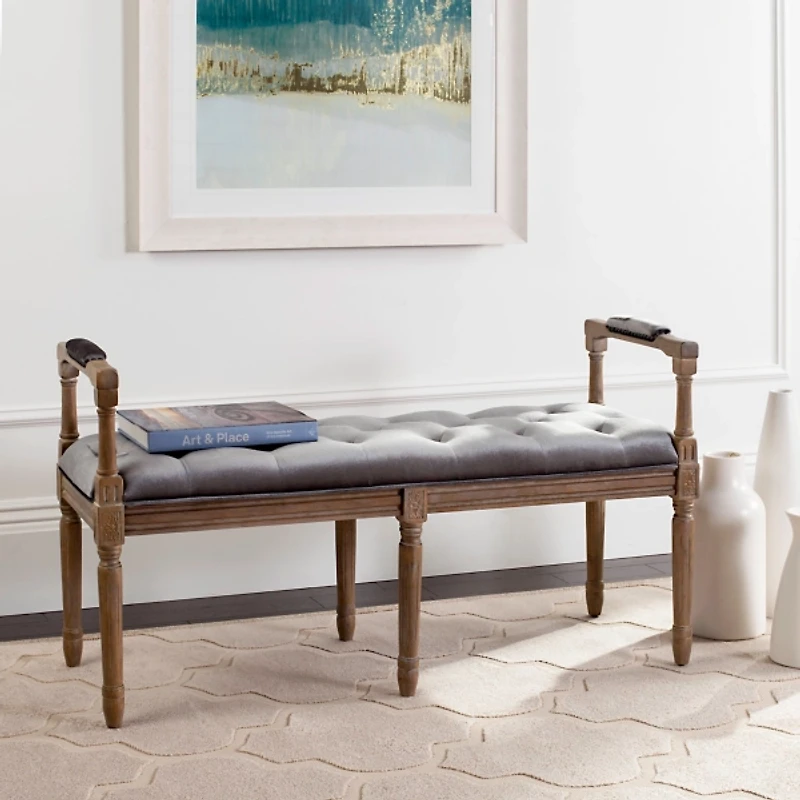 Gray Tufted Velvet Annette Bench
