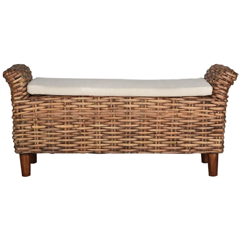 Brown Woven Wood Catharine Bench