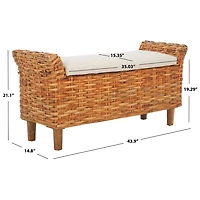 Natural Woven Wood Catharine Bench