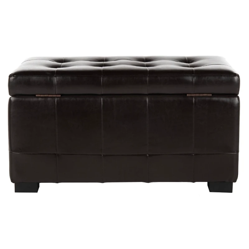Brown Faux Leather Tina Upholstered Storage Bench