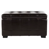 Brown Faux Leather Tina Upholstered Storage Bench