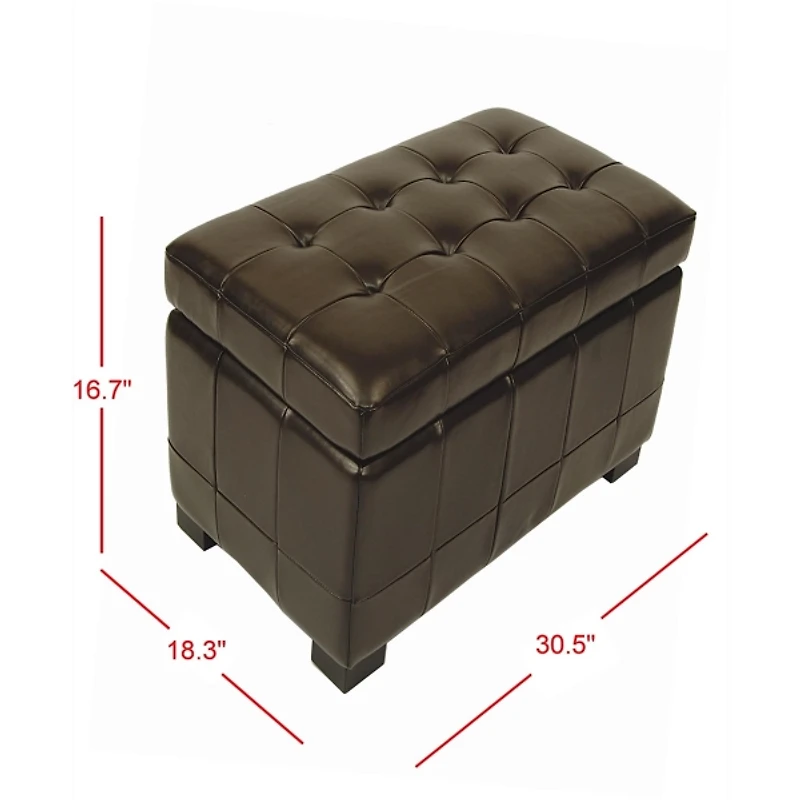 Brown Faux Leather Tina Upholstered Storage Bench