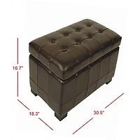 Brown Faux Leather Tina Upholstered Storage Bench