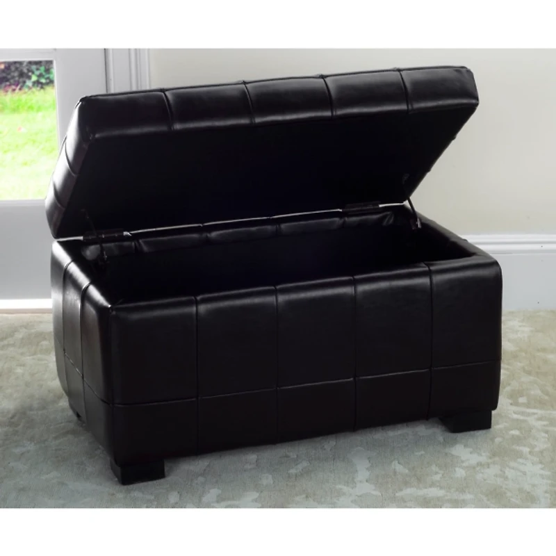 Brown Faux Leather Tina Upholstered Storage Bench