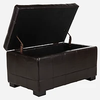 Brown Faux Leather Tina Upholstered Storage Bench