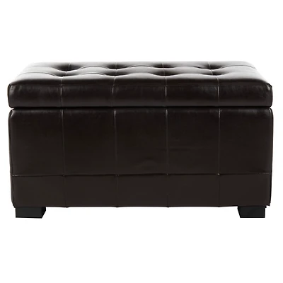 Brown Faux Leather Tina Upholstered Storage Bench
