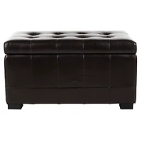 Brown Faux Leather Tina Upholstered Storage Bench