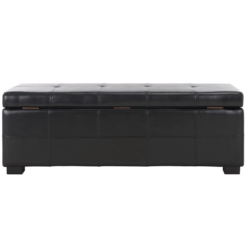 Black Faux Leather Maiden Storage Bench