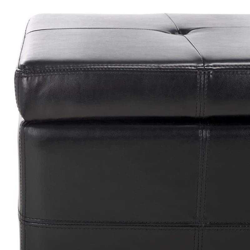 Black Faux Leather Maiden Storage Bench