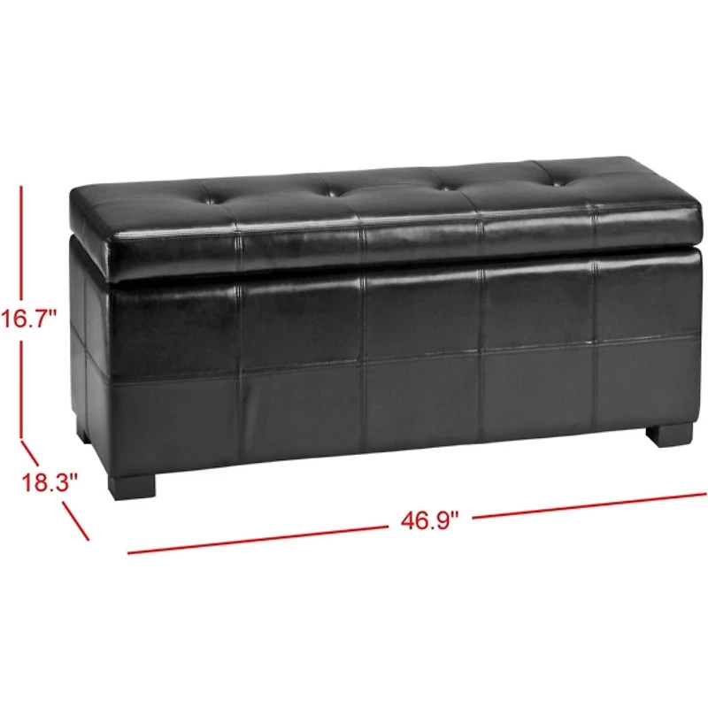 Black Faux Leather Maiden Storage Bench