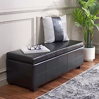Black Faux Leather Maiden Storage Bench